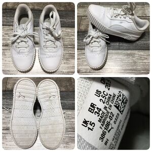 Puma White Sneakers Size 2.5C Lace Up Casual